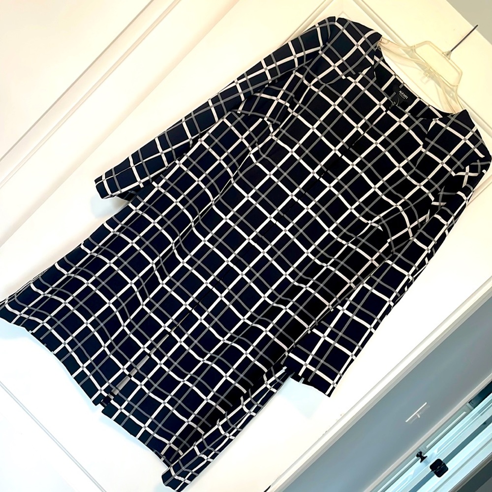 Alfani Black with white and gray plaid duster NWT